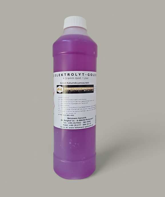 Gold Elektrolyt - 4 Gramm/Liter Gold Elektrolyt - 4 Gramm/Liter